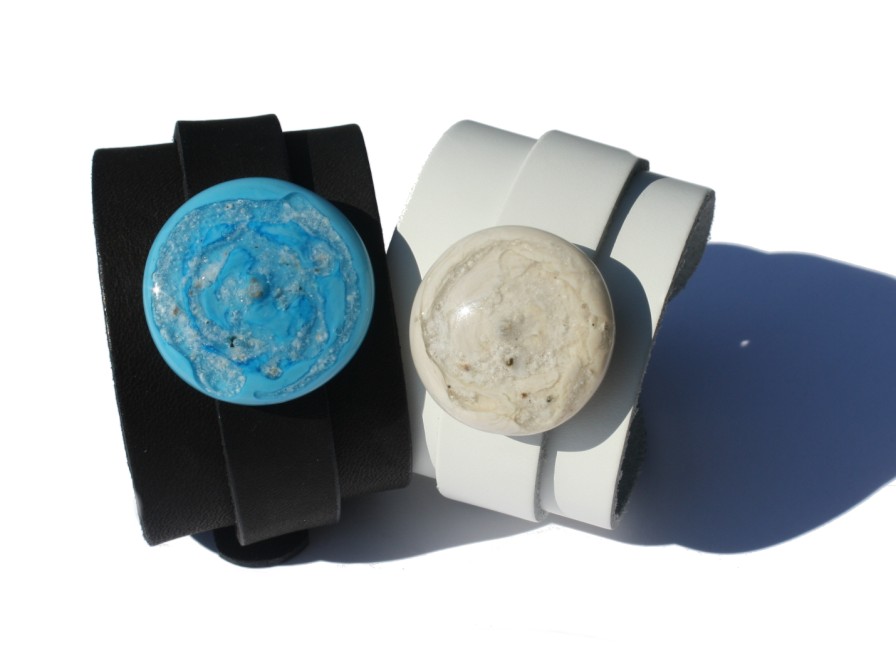 Wikkel armband met glas tops